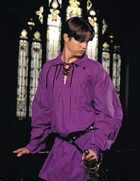 Swordsman Shirt - Black, Men's Renaissance Shirts, Purple, White-Medieval Shoppe