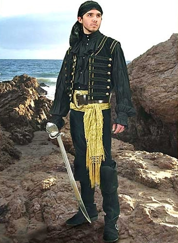 Black Pirate Vest - Doublets- Jerkins & Vests-Medieval Shoppe