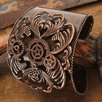 Antique Copper Steampunk Cuff - Medieval Earrings & Bracelets, Steampunk Jewelry-Medieval Shoppe